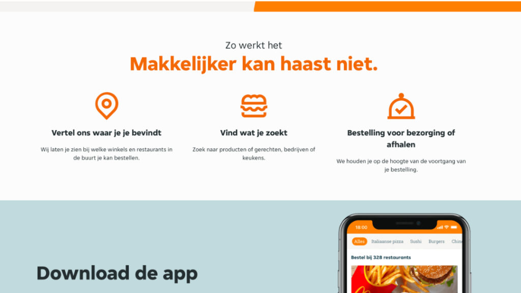 Thuisbezorgd.nl maakt het bezoekers ultiem makkelijk om eten te bestellen omdat het logisch is in gebruik.